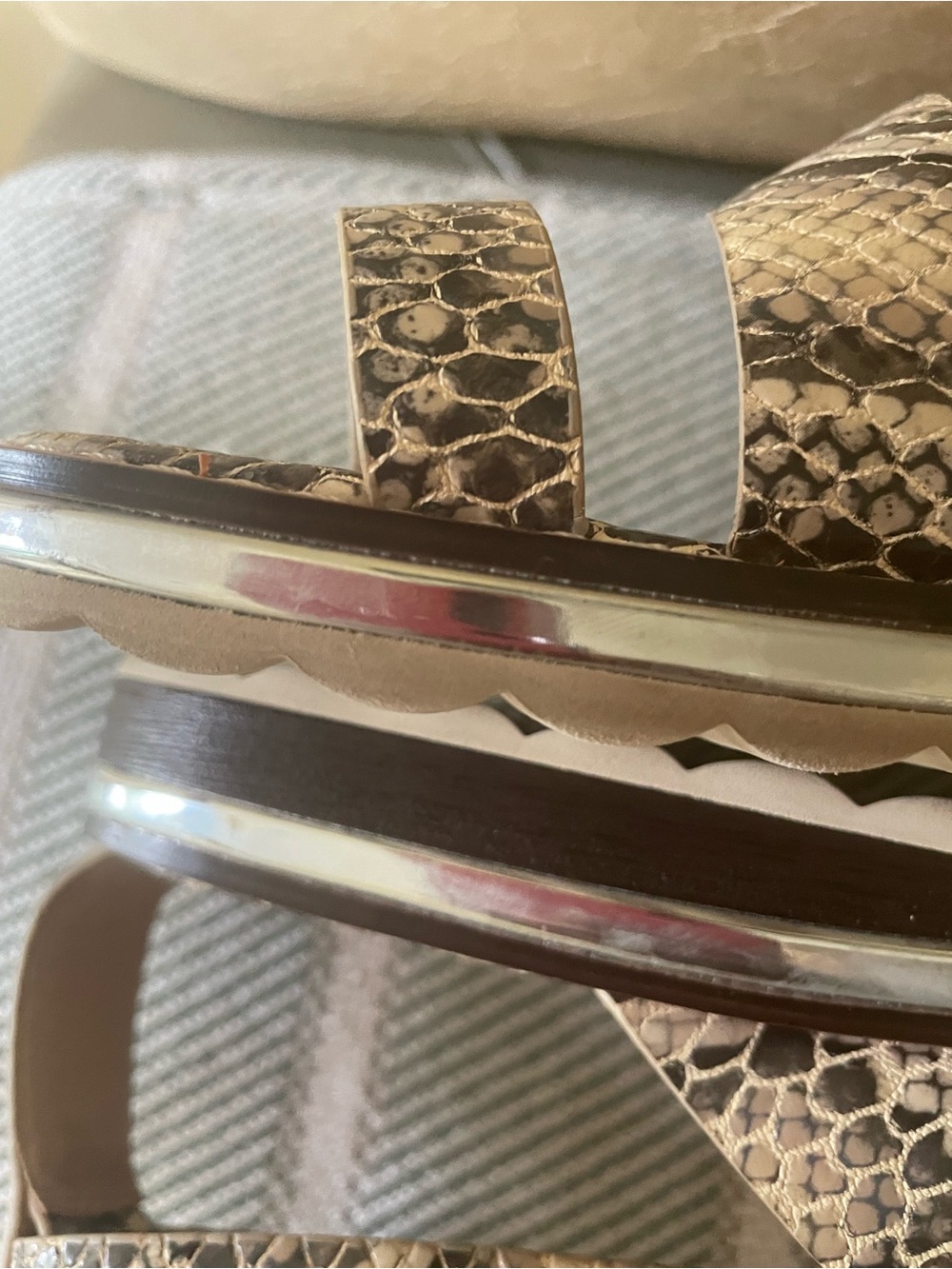 EUC-Louise et Cie Snakeskin-Pattern Sandal - Taupe and Brown - Picture 10 of 14